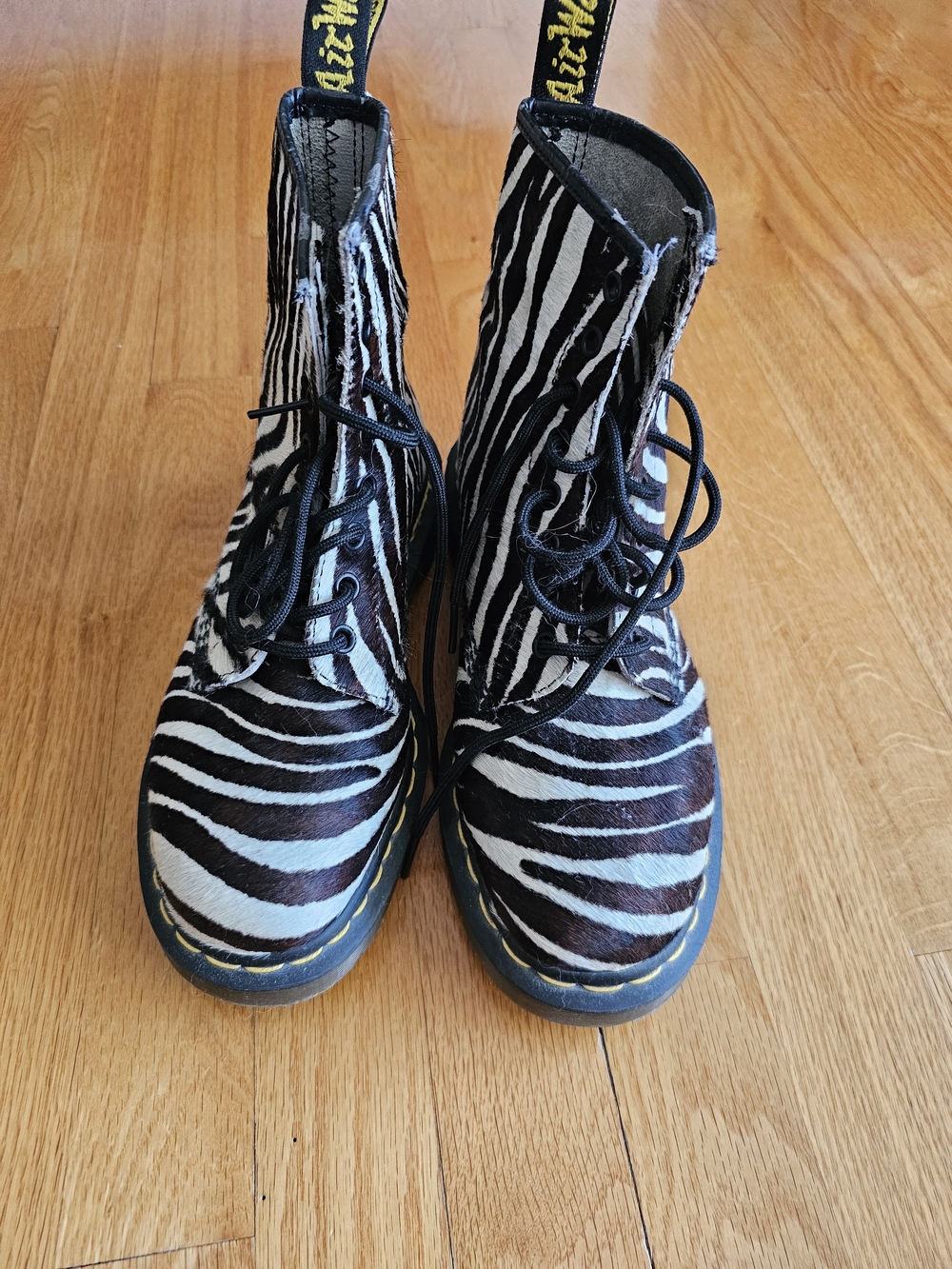Dr. Martens Zebra-Print Lace-Up Boots - Black & White